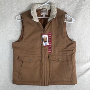 NWT Heritage Weatherproof Mens Vest XL Brown Full Zip Pockets Work Canvas Duck
